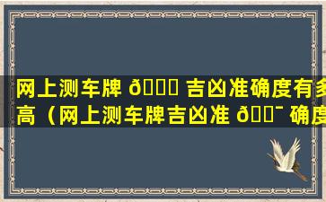 网上测车牌 🐋 吉凶准确度有多高（网上测车牌吉凶准 🐯 确度有多高啊）